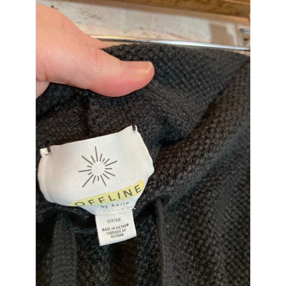 Offline by Aerie Jogger Pants Womens Small Black Popcorn Knit Lounge Wear Cotton - Picture 16 of 16